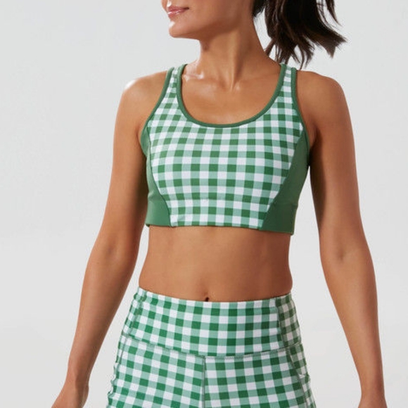 Tuckernuck Trellis Sports Bra Tnuck Sport Size S Small green and white - Picture 1 of 11